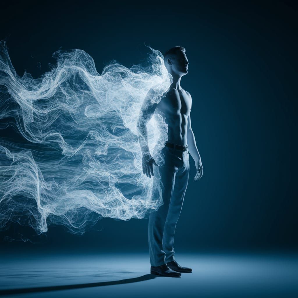 Man's Body Fades Into Swirling Fog