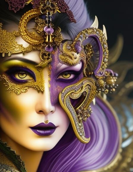 Gothic Asian Tiger Goddess Portrait in Fantasy Style