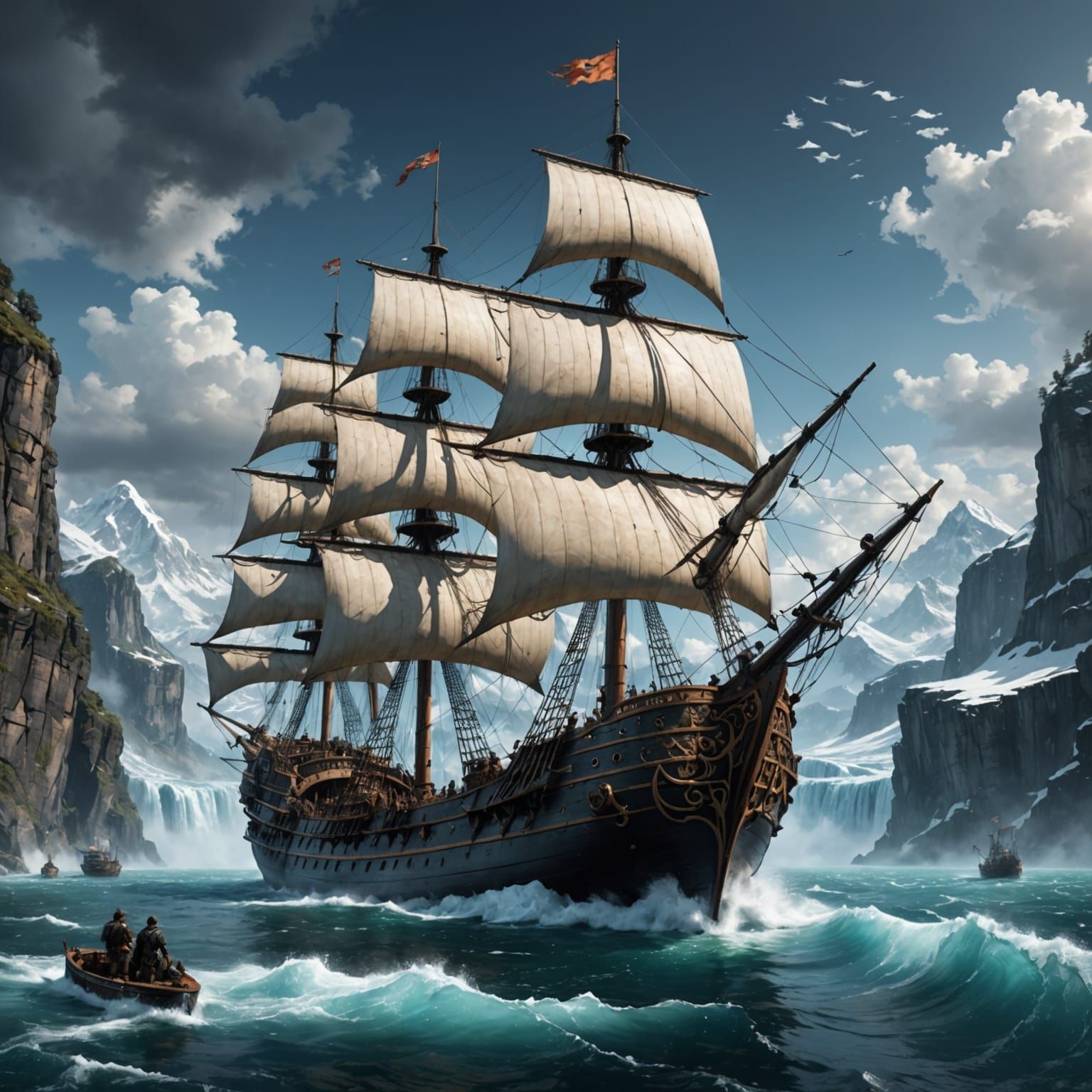 Epic Ship on Water: Power Metal Album Art