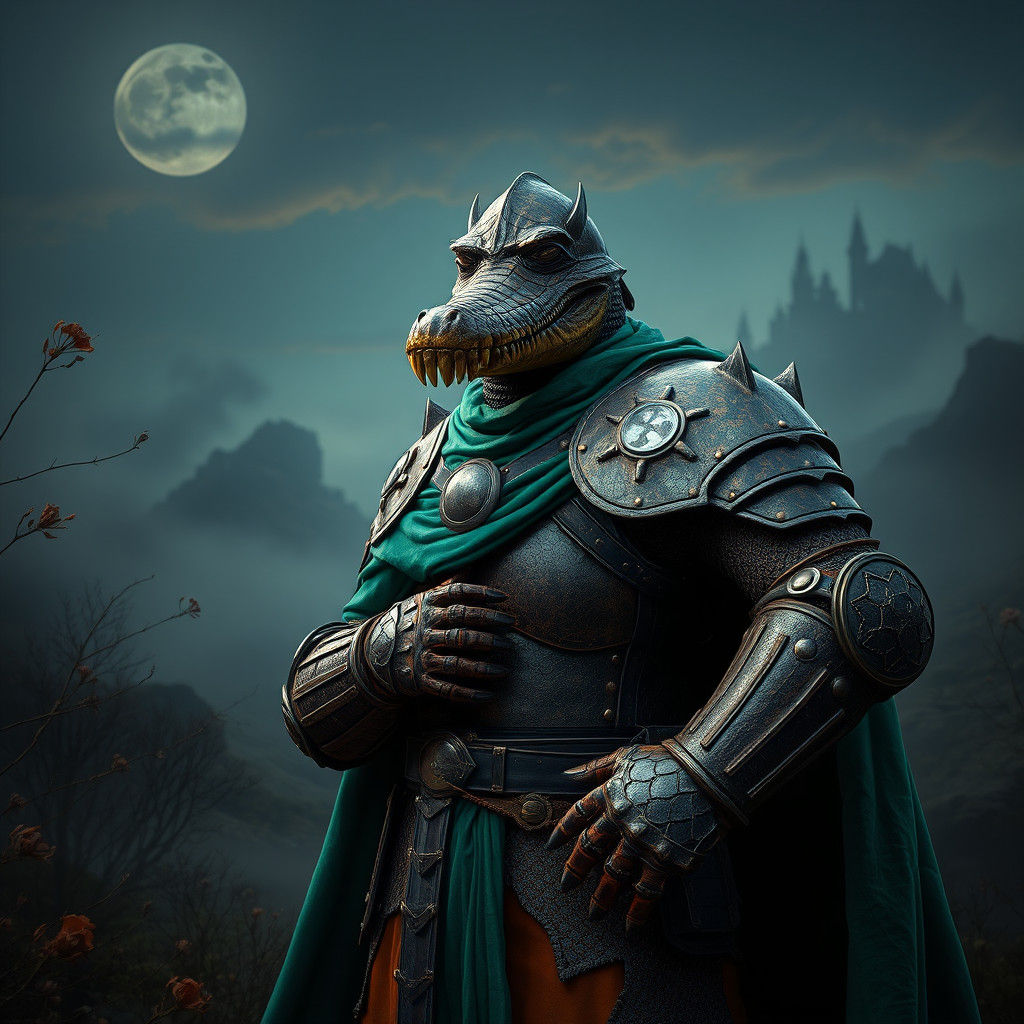 Alligator Knight in Mystical Realm: Unreal Engine 5