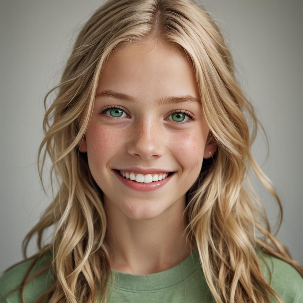 Portrait of Smiling Blonde Girl in Photography Style