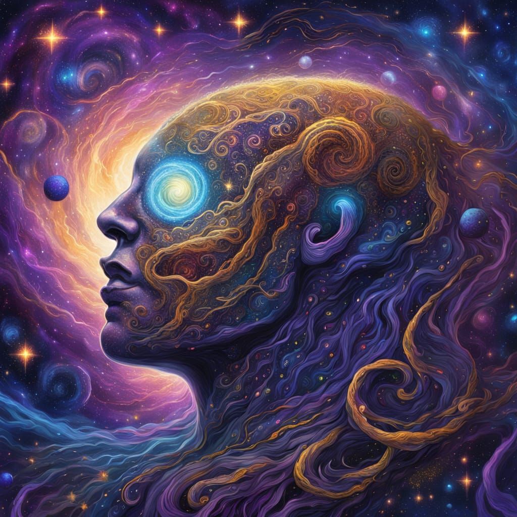 Cosmic Golem Floats in Space with Astral Tendrils