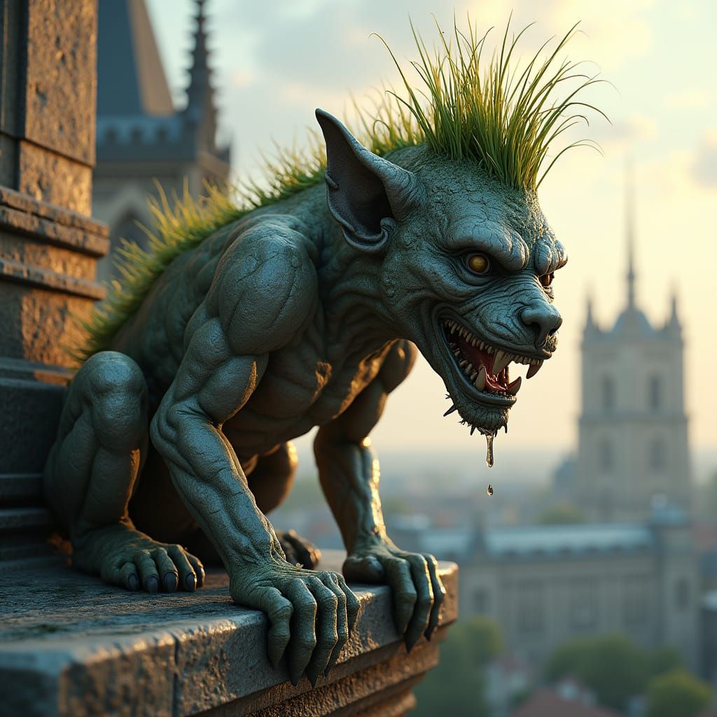 Ancient Gargoyle Transformed into Whimsical Punk Icon