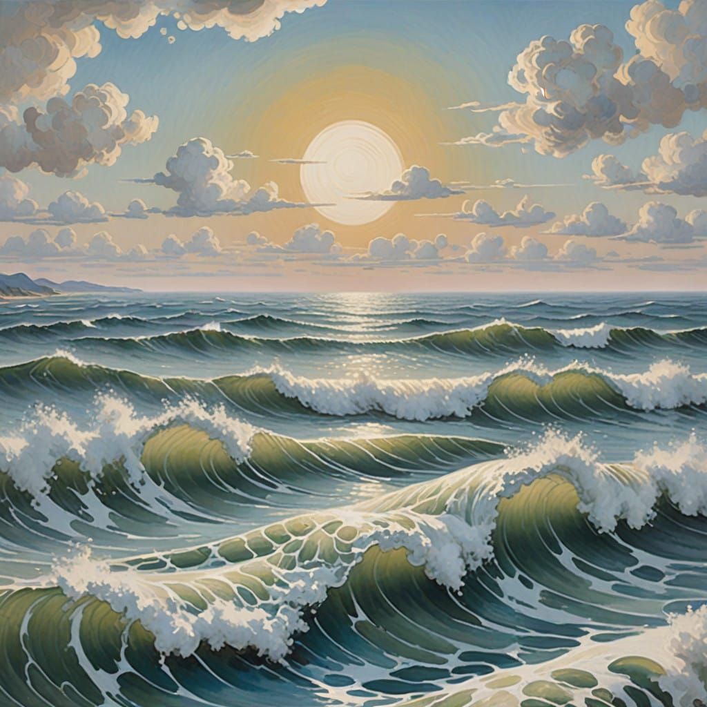 Tranquil Cotton Ocean with Soft Waves and Ripples