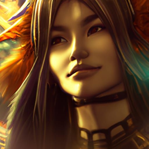 Detailed Portrait of Angel in Art Nouveau Style