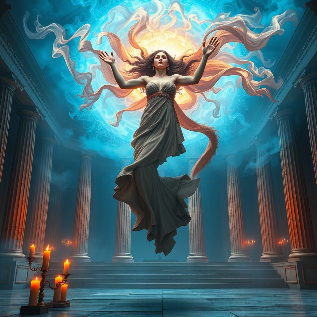 Oracle of Delphi Vision in Psychedelic Temple