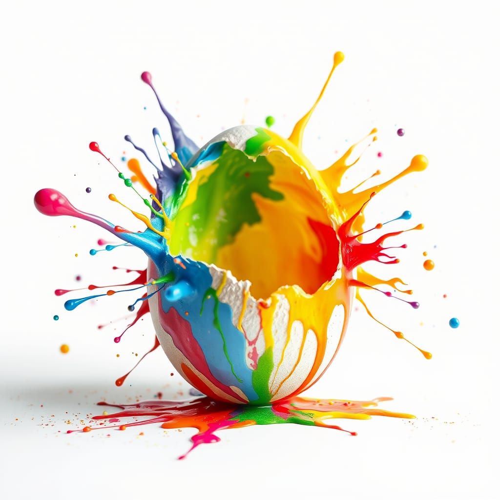 Vibrant Egg Explosion in Splatter Art