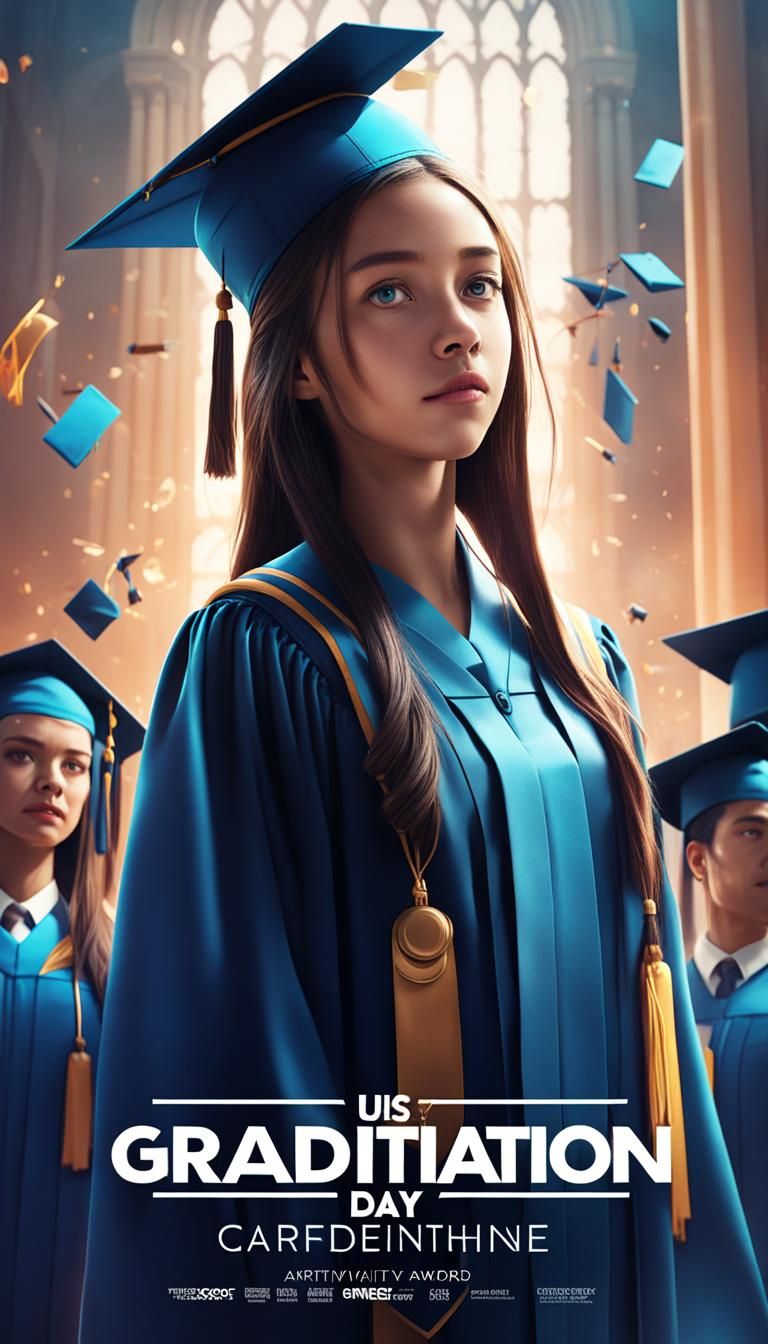 Movie Poster of a young girl graduation cover page with best...