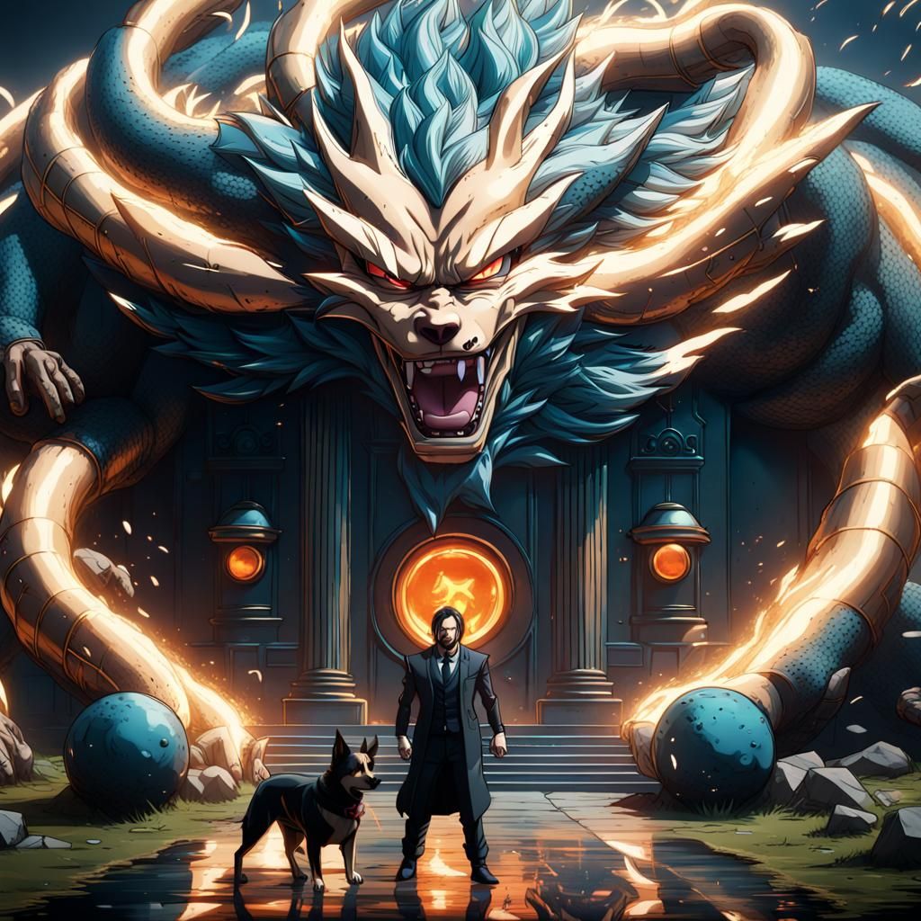 Hyperrealistic Dragon Ball Z John Wick Powering Up