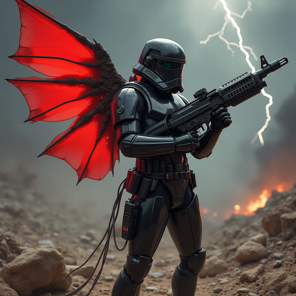 Cyberpunk Stormtrooper Defies the Ruins in a Futuristic Batt...