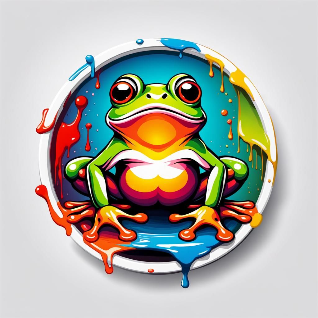 Cute Frog Vector Logo in Graffiti Style