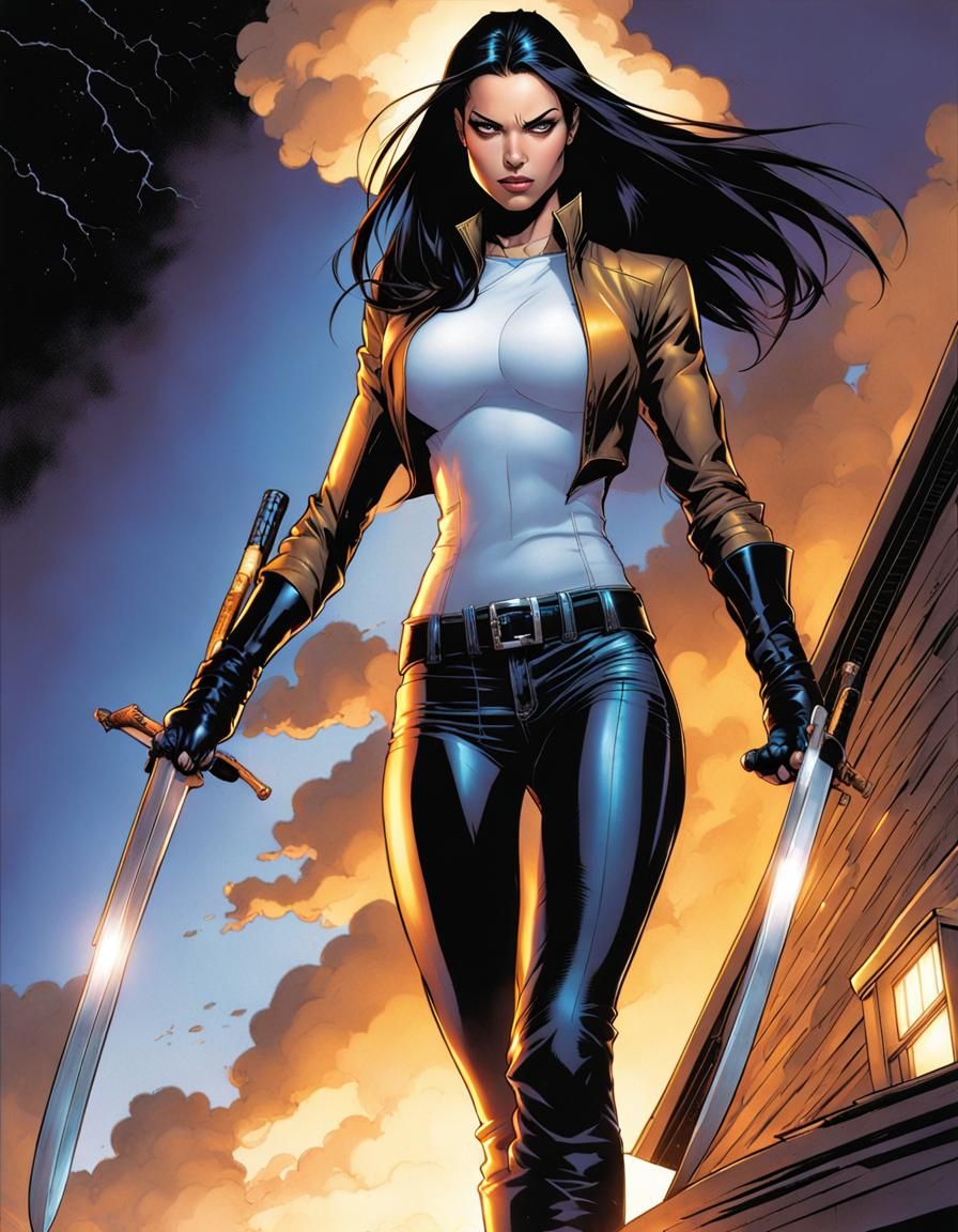 X-23 Comic Book Cover Art on Rooftop