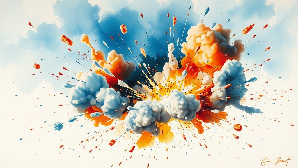 Silent Explosions: Watercolor Blooms and Impasto Forms