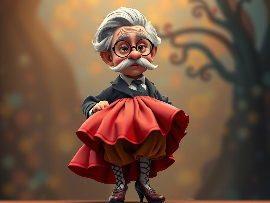 Dignified Gentleman in Whimsical, 19th-Century Parisian Fash...