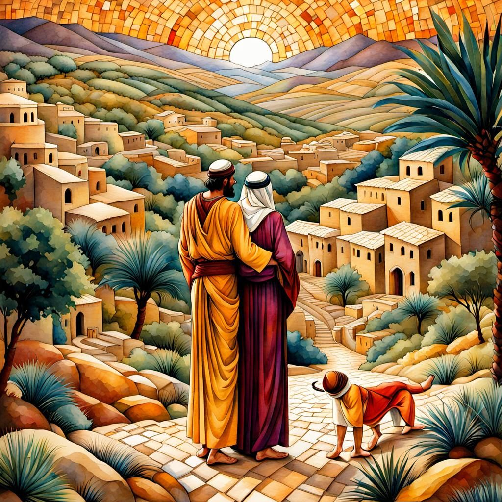 The Good Samaritan: Mosaic Illustration of Compassion