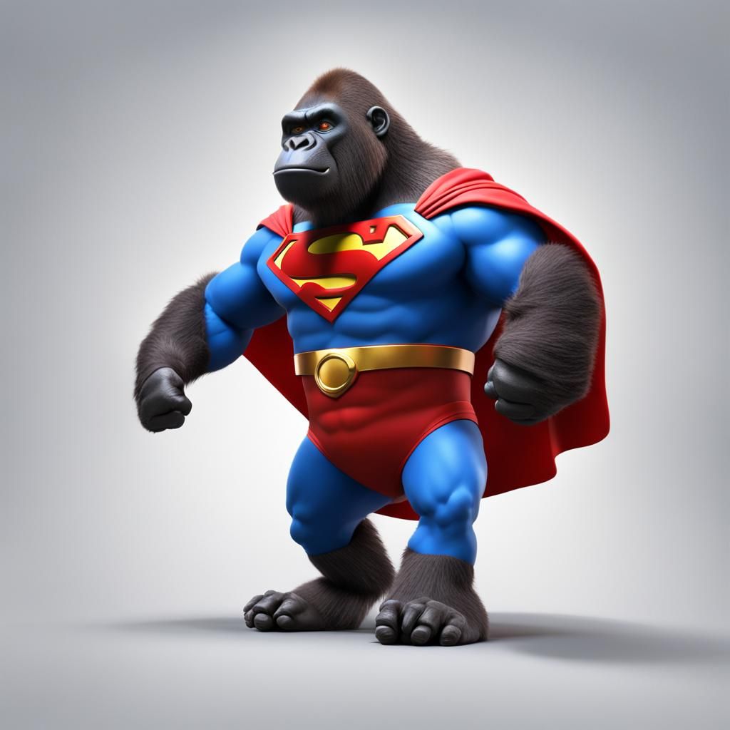 Magilla Gorilla as Superman in 3D Digital Art