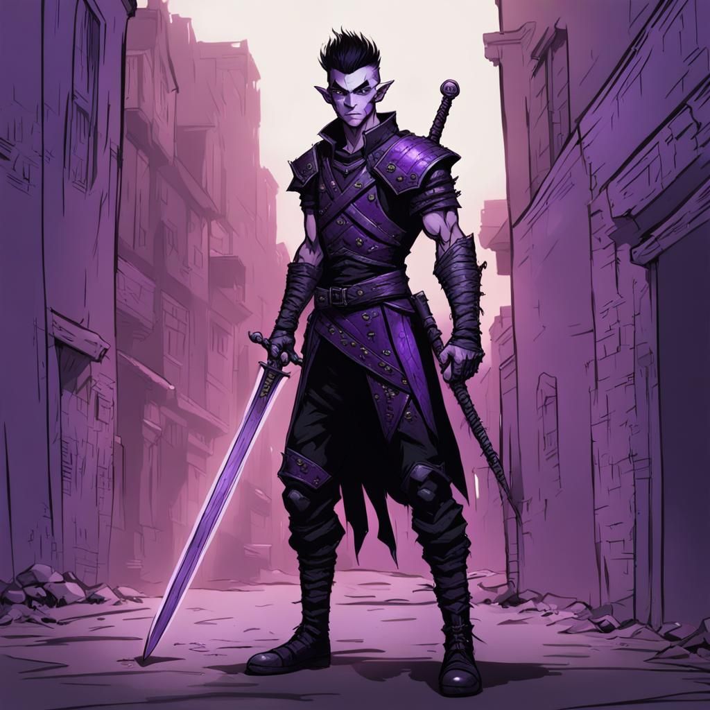 Shadow Elf Warrior in Anime Style