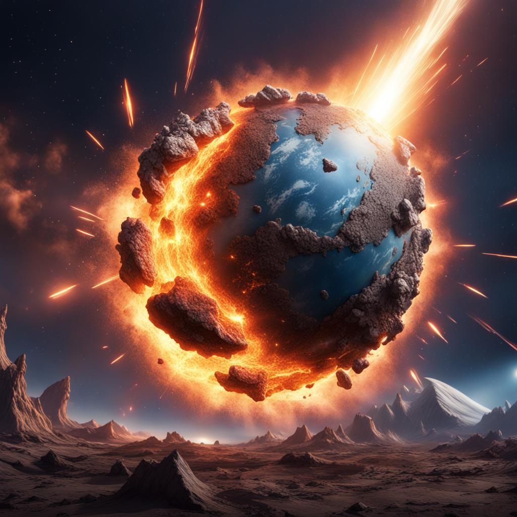 Earth Destroyed by Meteorite: Galactic Matte Painting