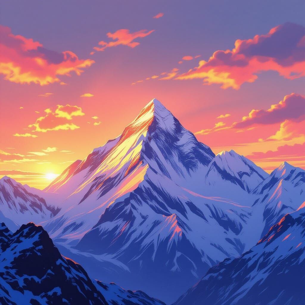 Mount Everest Sunset in Golden Light