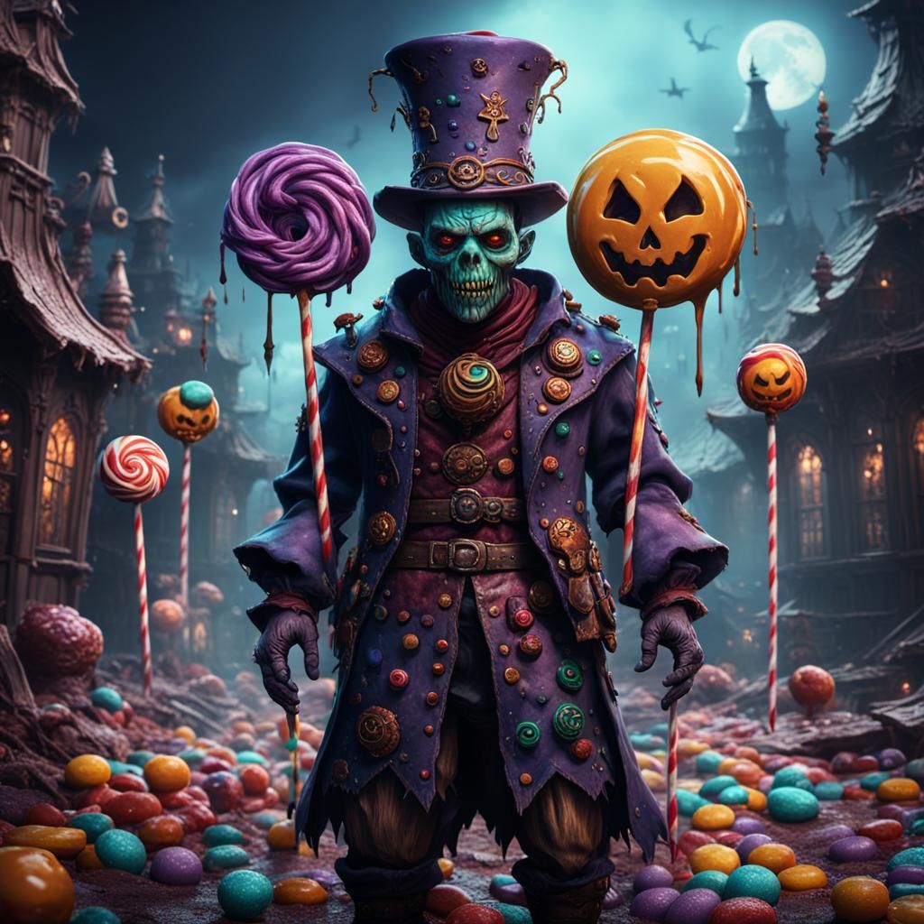 Scary Candy-Man Character: Detailed Matte Painting