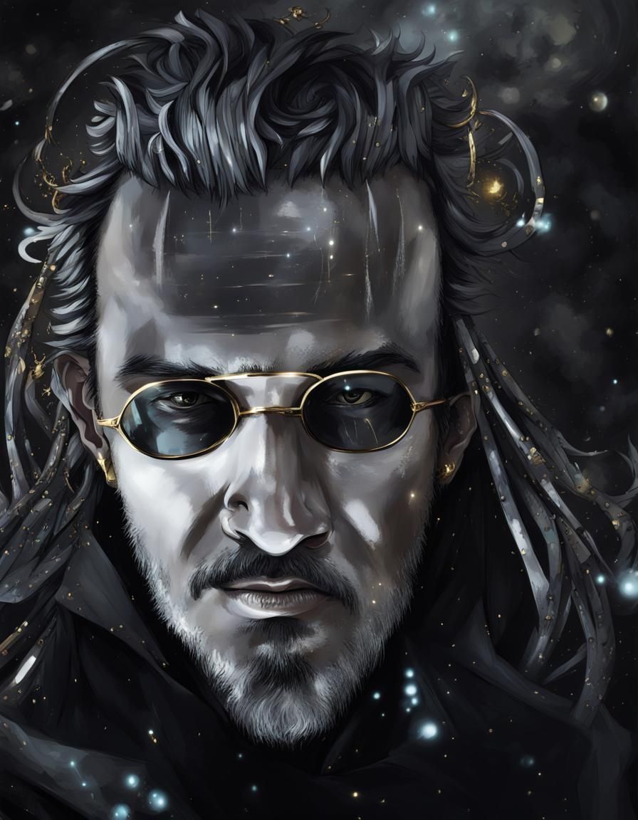 Futuristic Black Sorcerer with Gold Details