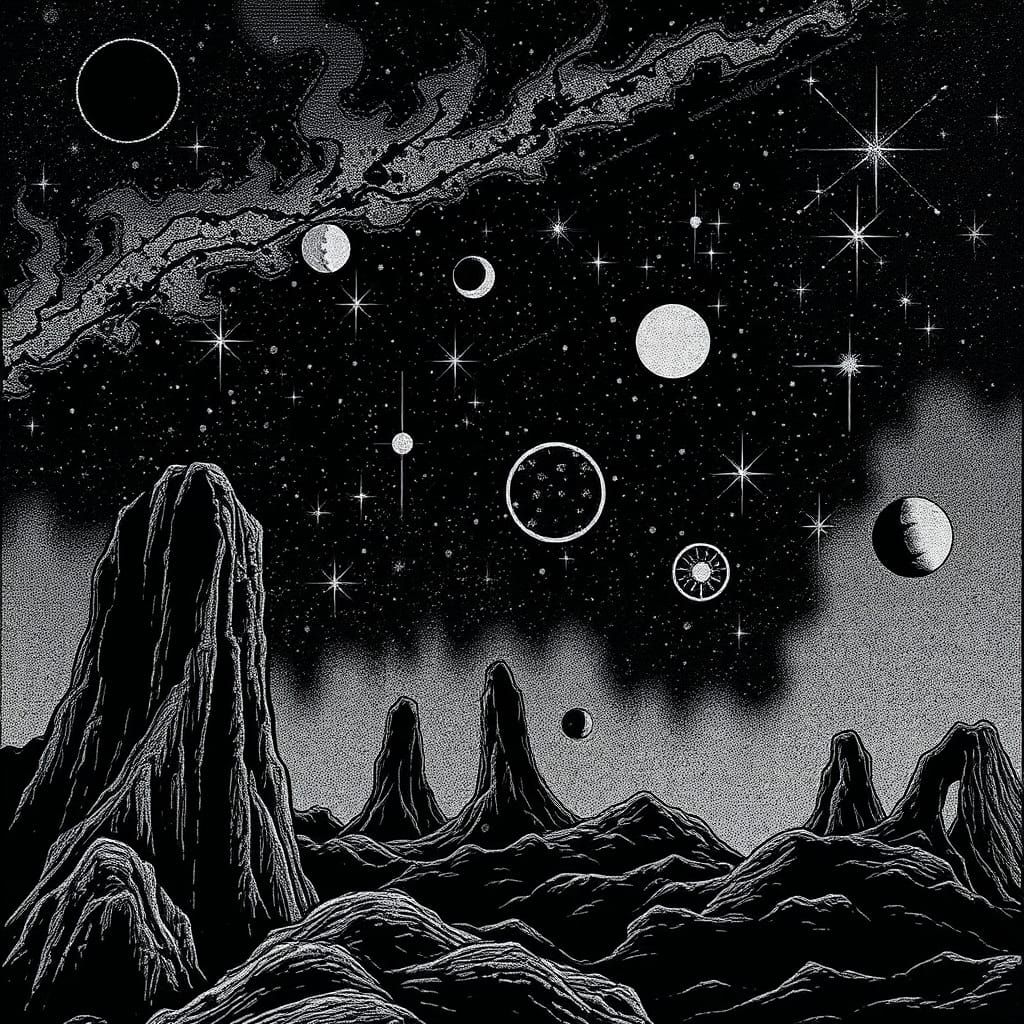 Junji Ito Inspired Glitch Art Constellation