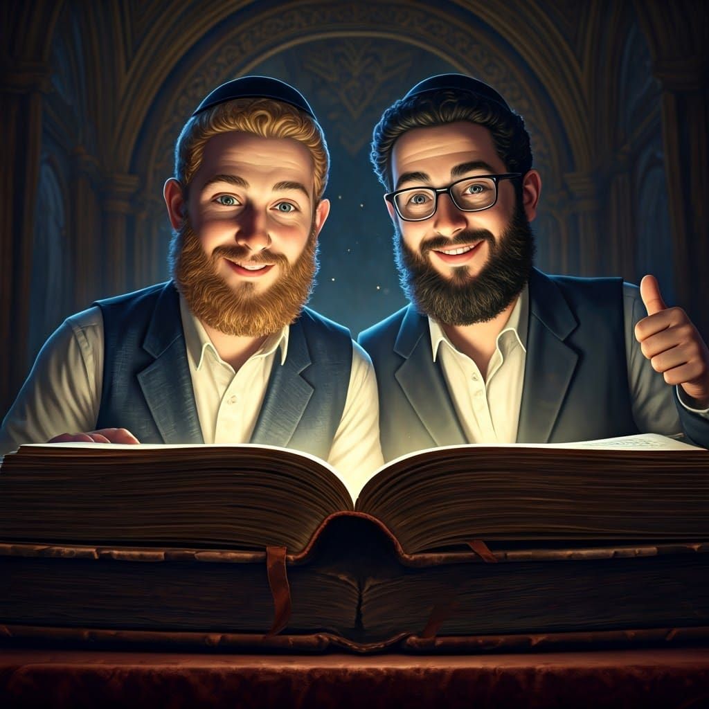 Haredi Boys Study Torah in Ornate, Detailed Matte Painting