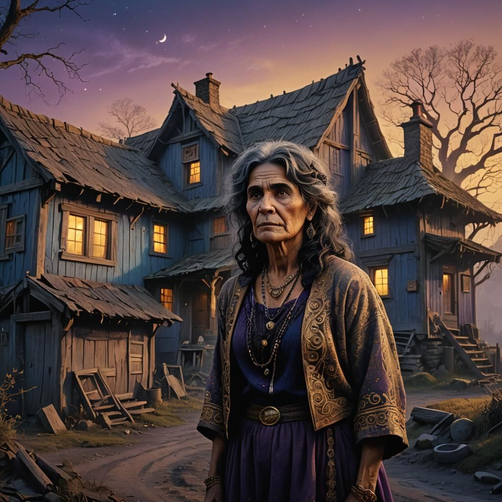 Gypsy Woman at Midnight: Vibrant Fantasy Concept Art