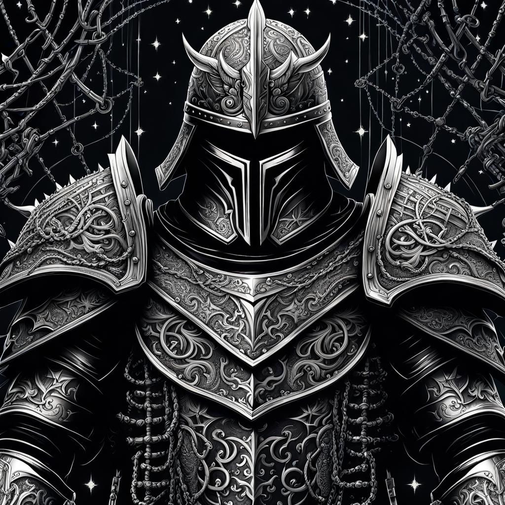 Detailed Hell Knight in Constellation Landscape