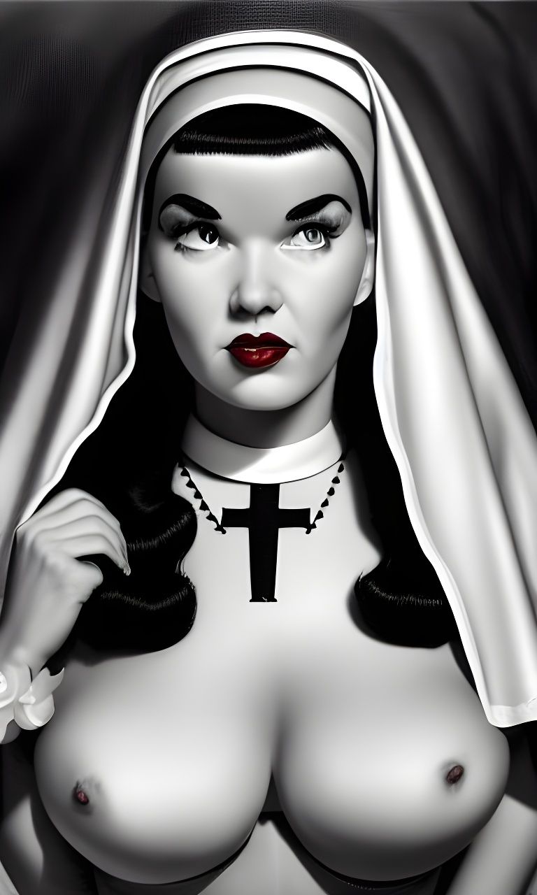 Bettie Page as Sinister Nun, Grim Fantasy Style