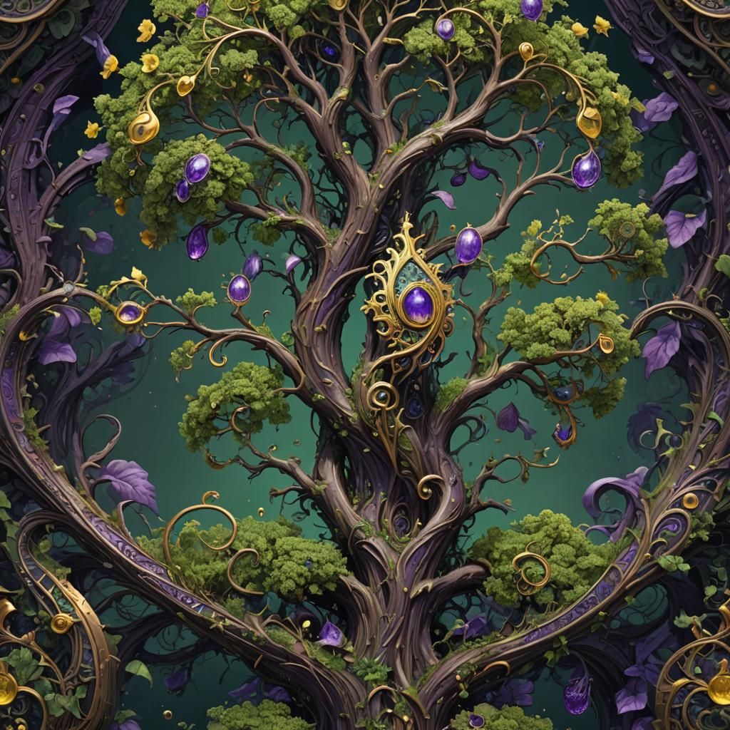 Paisley Tree in Dark Fantasy Style