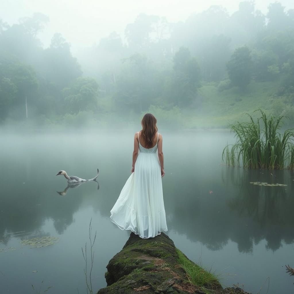 Dreamy Pond Landscape in a Muted Palette