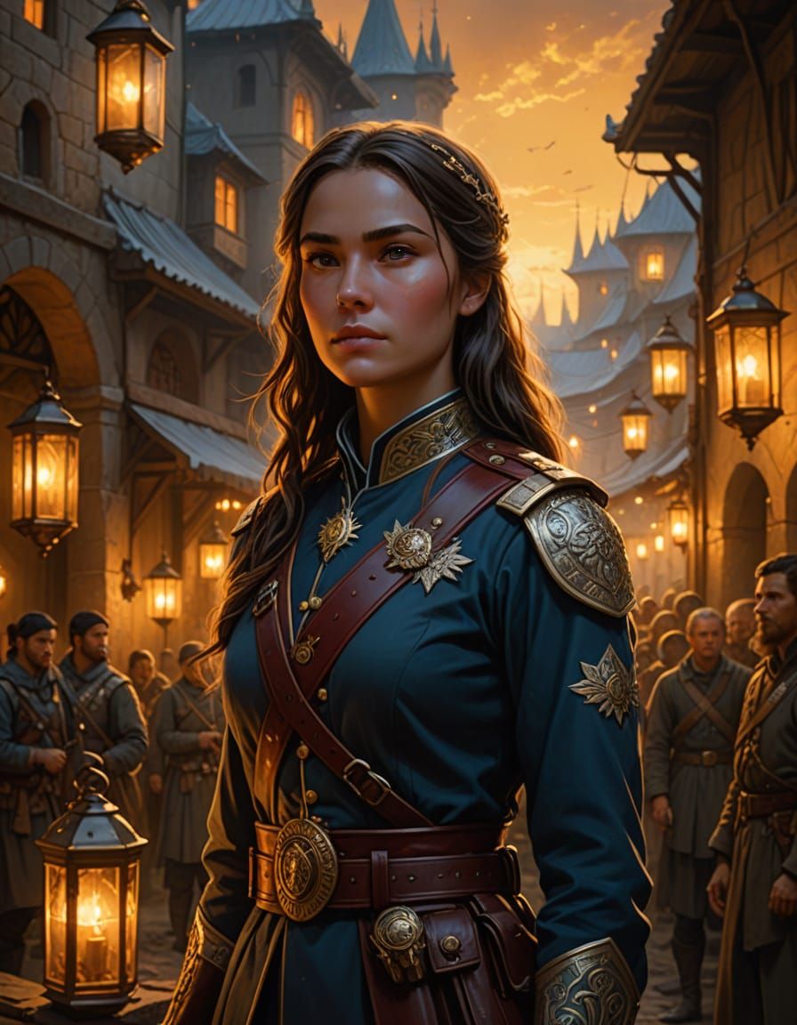 Vorin Woman in Military Uniform Fantasy Art