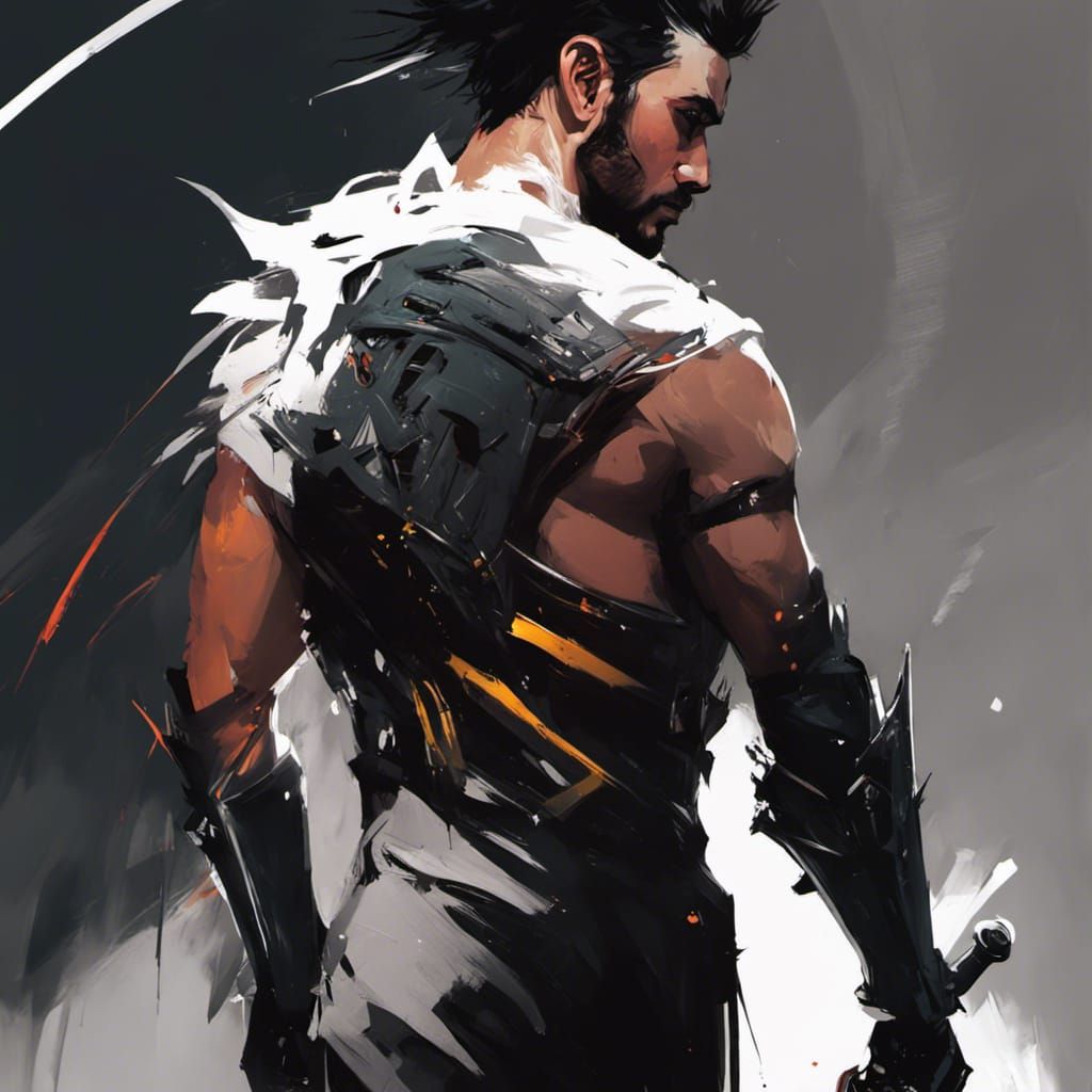 Male Knight Portrait in Acrylic Painting Style