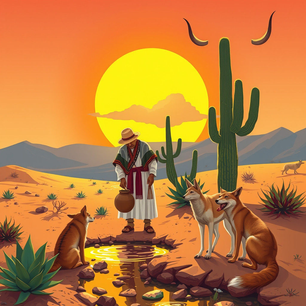 Mexican Desert Sunrise in Pop Art Style