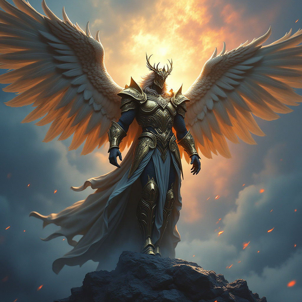 Epic War Angel in Majestic Golden Armor