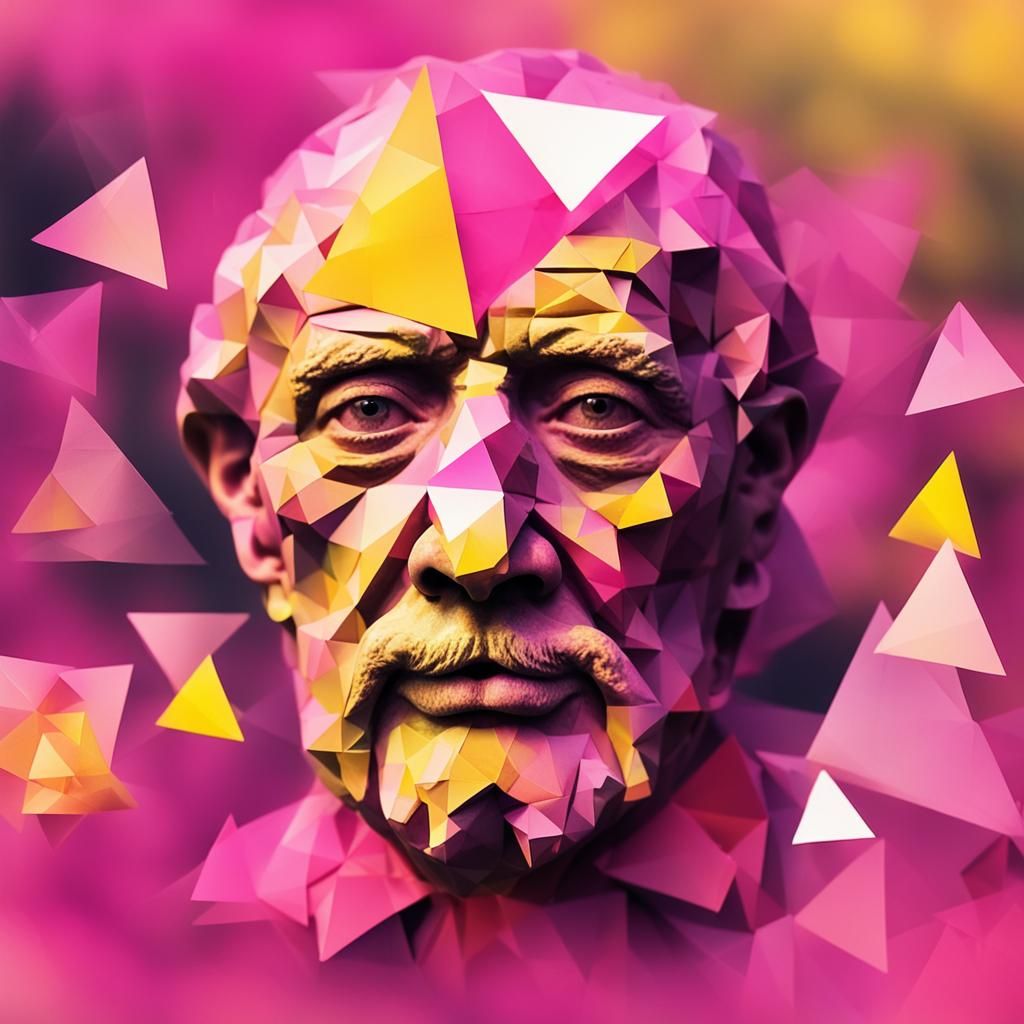 Abstract Portrait of Old Sailor with Triangles