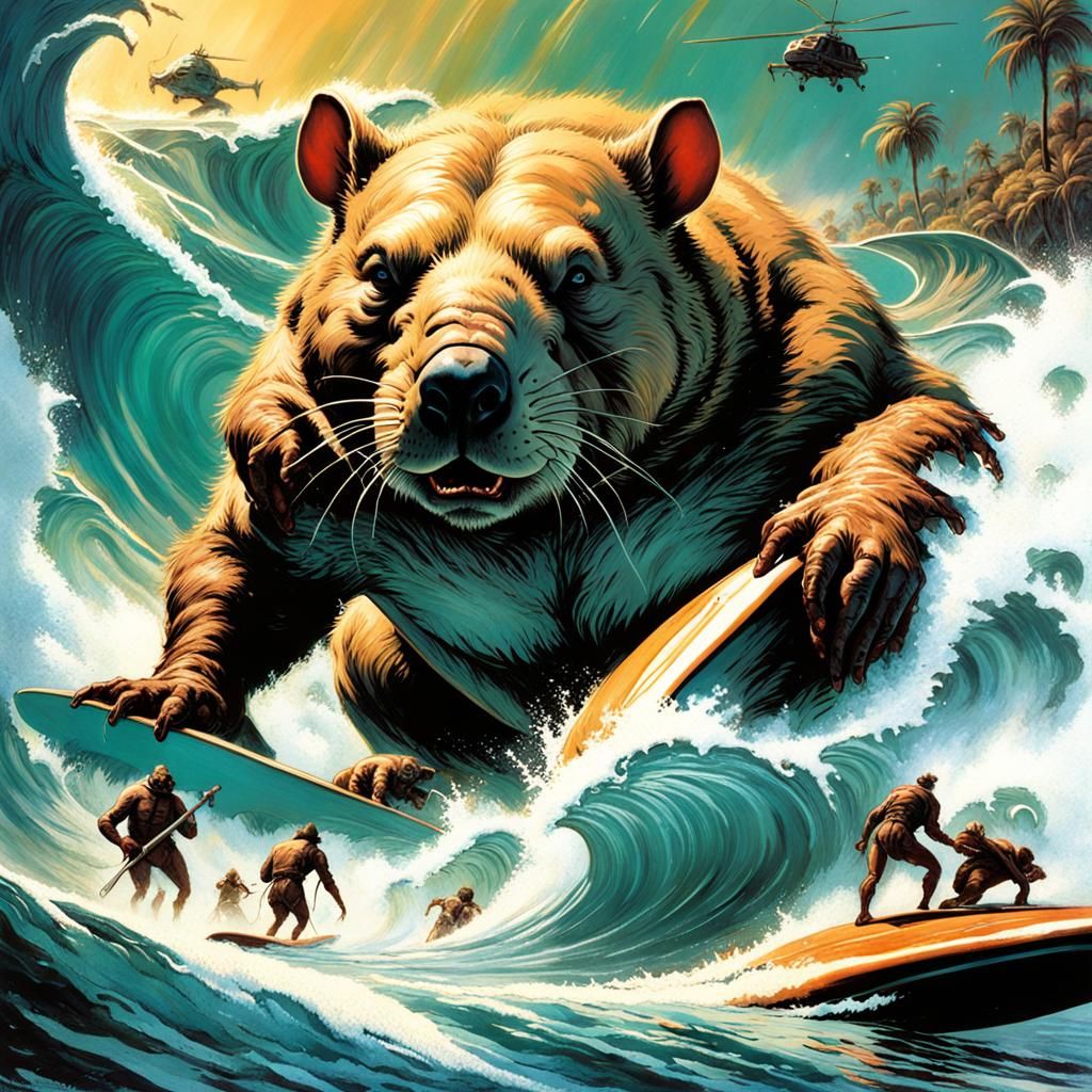 Wombat Surfer Invasion: Fantasy Art Style