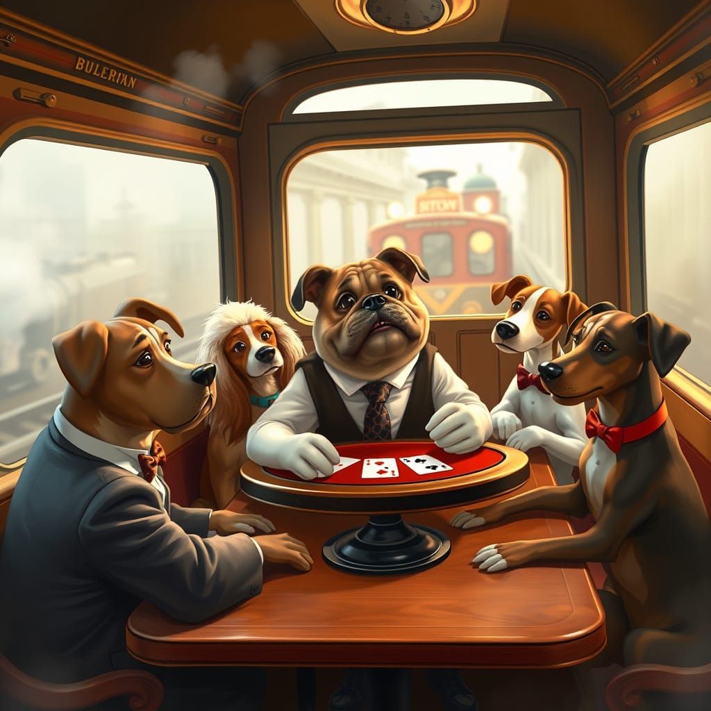 Dogs Playing Poker on a Train: A Nostalgic Twist