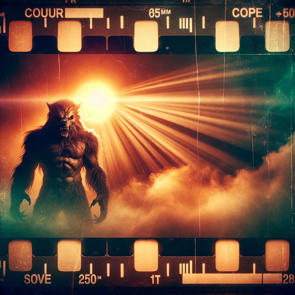 Dramatic Werewolf Film Still in Vintage Style