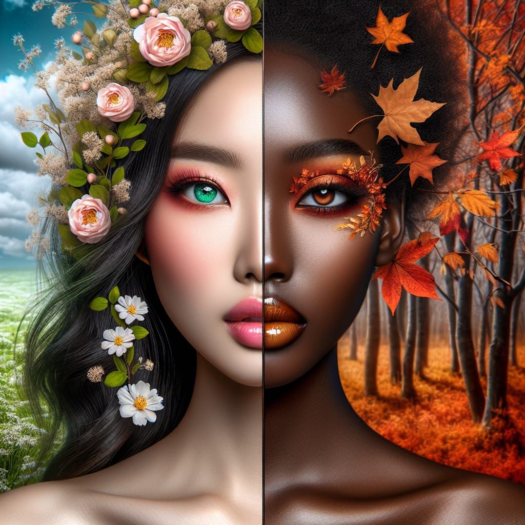 Spring Goddess and Autumn Queen Portrait
