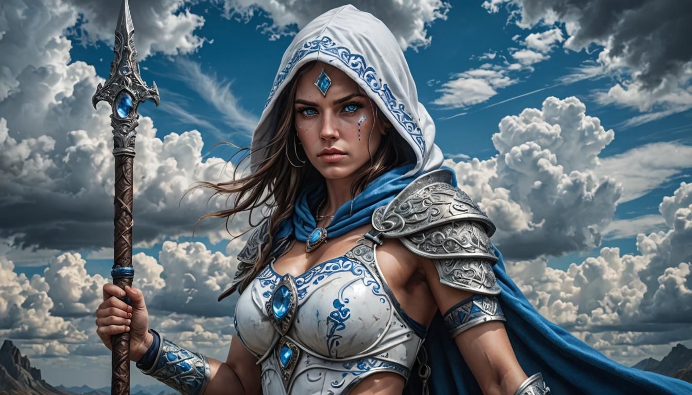 Blue Hooded Warrior Protects Gateway