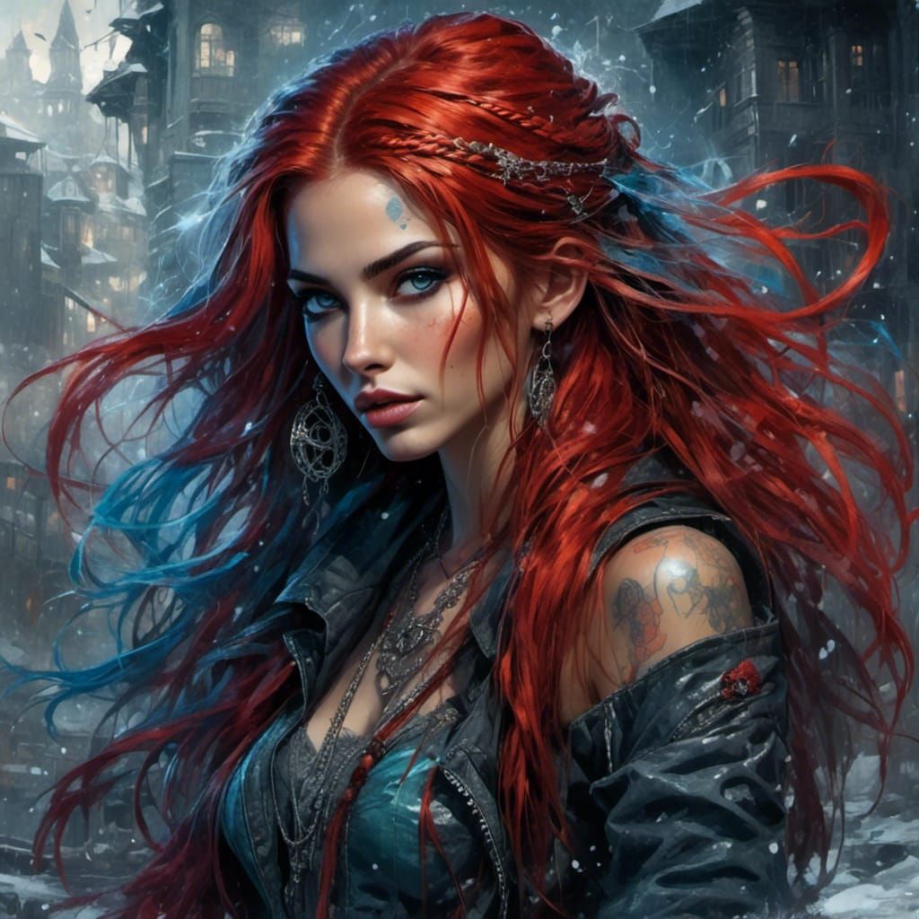 Fiery Red Haired Queen in Hyperrealistic Fantasy Art