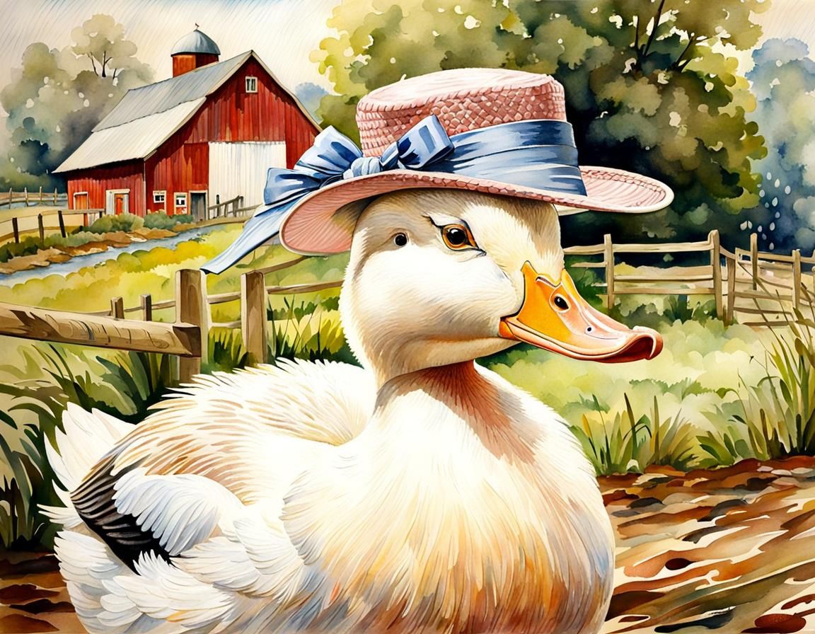 Jemima Puddle-Duck in Watercolour on the Farm