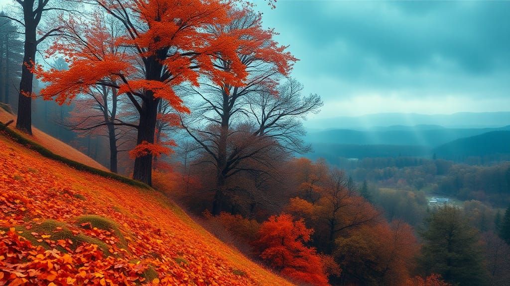 Surreal Autumnal Scene in Double Exposure