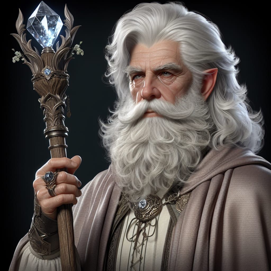 Fantasy Wizard with Gemstone Staff