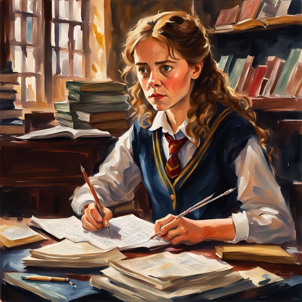 Hermione granger furiously scribbling down notes in professo...