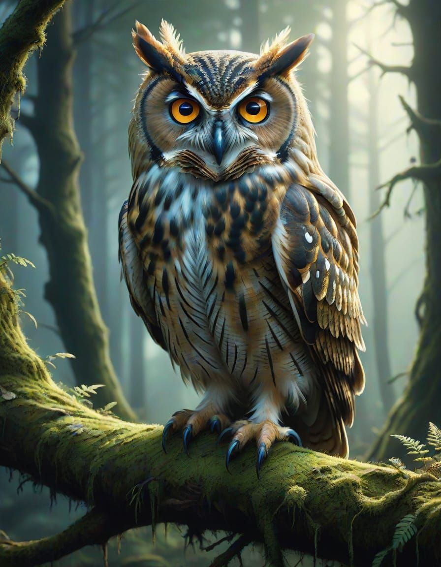 Majestic Owl in Forest