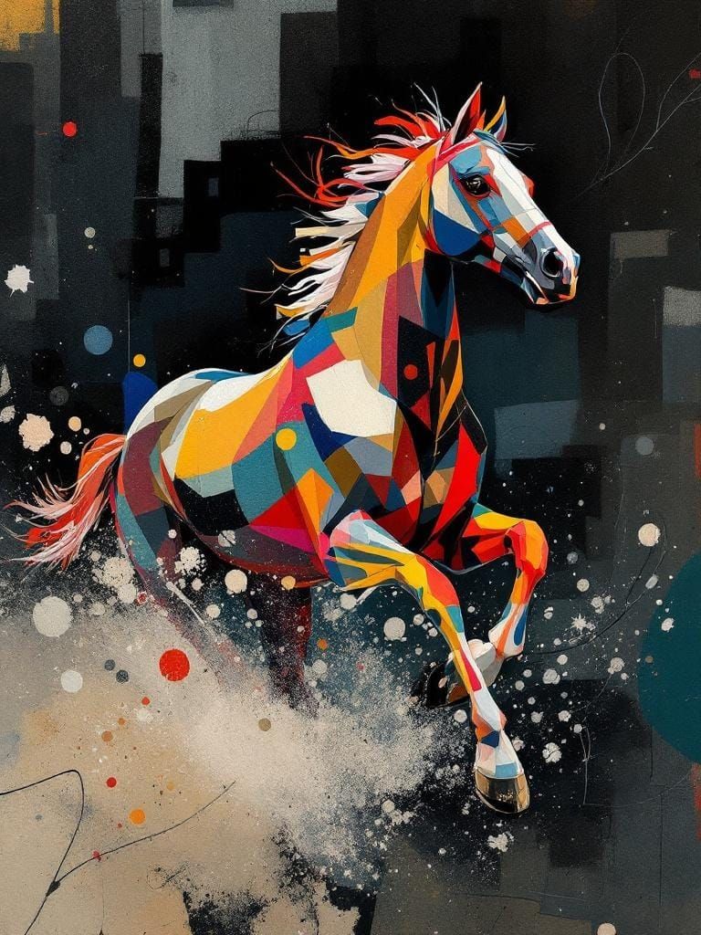 Horse in Motion: Expressionist Collage Inspired by Bebop