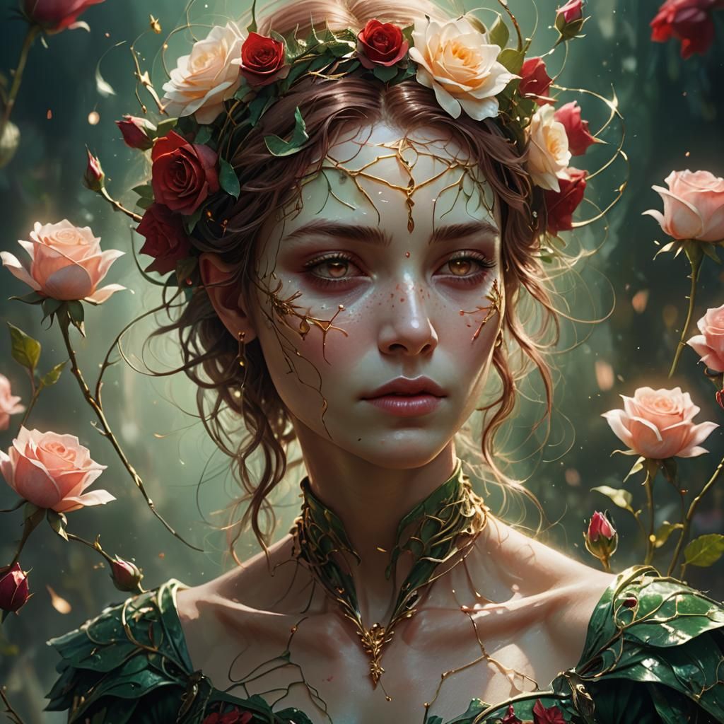 Ethereal Rose Humanoid in Fantasy Concept Art